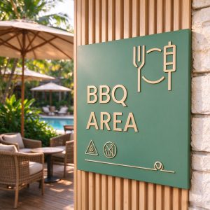 Home Навигационная табличка BBQ AREA с пиктограммами